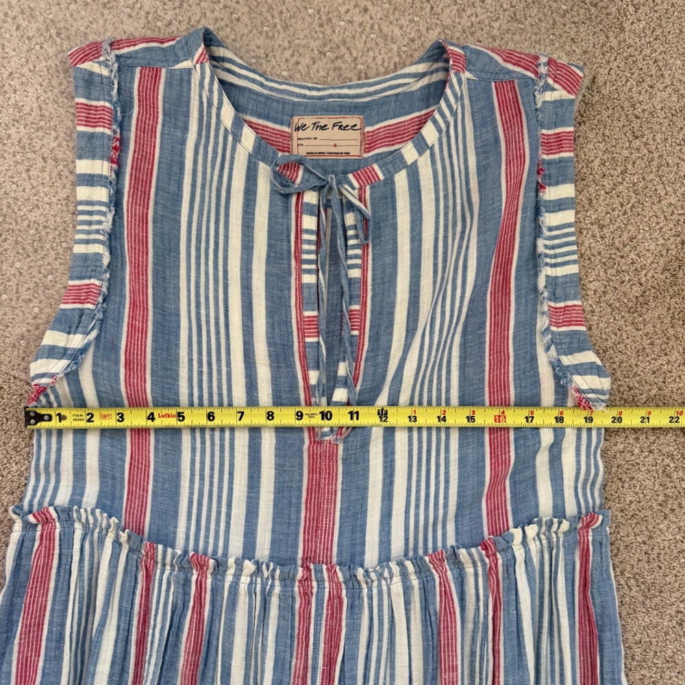 Free People We The Free Surf Stripe Maxi Top Cotton Linen Blend Beach Vacation - Picture 11 of 15
